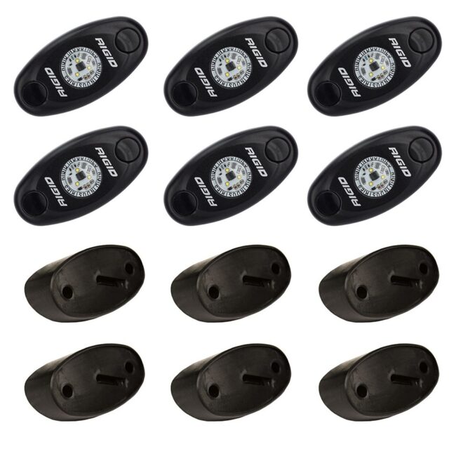 RIGID A-Series Rock Light Kit 6 Amber Lights (Black) (400293)